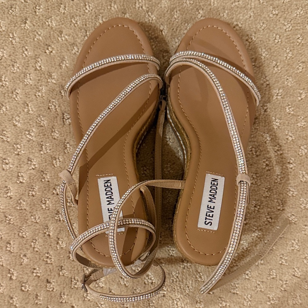 Steve Madden Beige Rhinestone Sandals